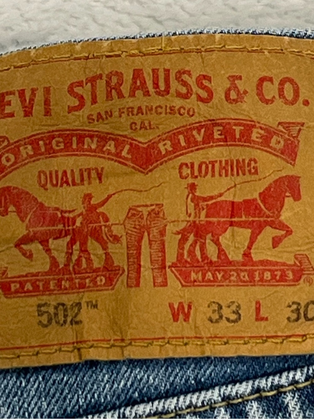 Levi Strauss 502 Relaxed Tapered Fit Jeans Size W33 L30